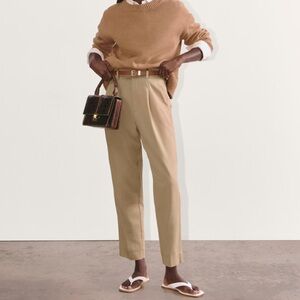NWT Everlane The TENCEL Way-High Taper Pant in Ash Brown Size 14 Tan Trousers